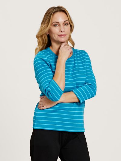 PENNY PLAIN  Lagoon Blue Striped Top