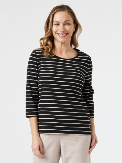 PENNY PLAIN  Black  Striped Top