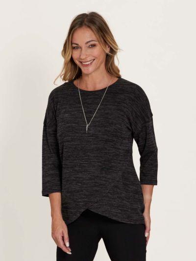 PENNY PLAIN  Charcoal Cross Over Hem Tunic