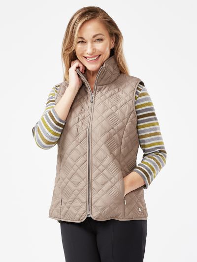 PENNY PLAIN  Latte Diamond Quilt Gilet