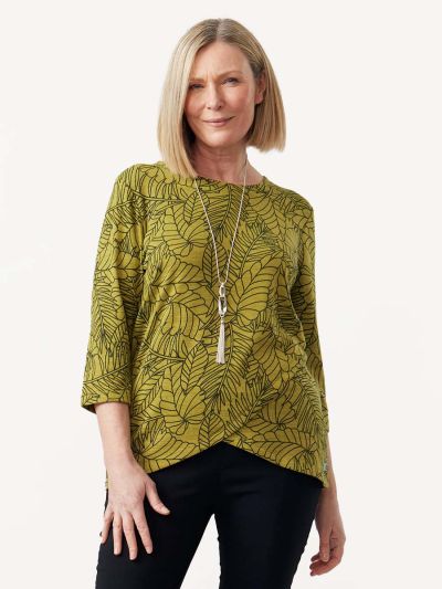 TIGI  Olive Cross Over Print Tunic