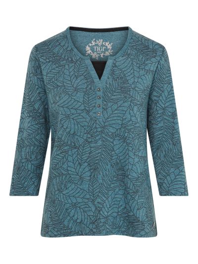 TIGI  Mock Layer Ivy Leaf Print Top