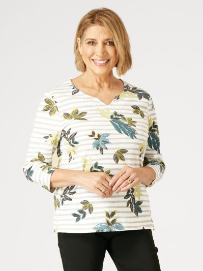 TIGI  Botanic Striped Sweetheart Neck Top