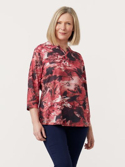 TIGI  Butterfly Abstract Azalea Print Top