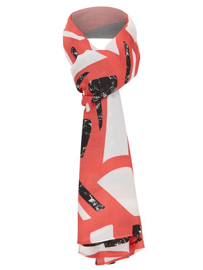 TIGI  Pomegranate And Black Abstract Scarf