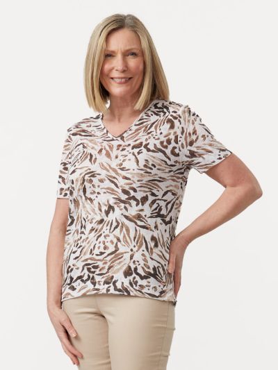 TIGI  Animal Tribal Soft V-neck Top