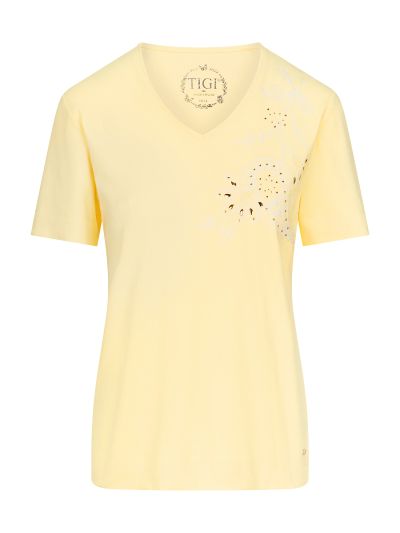 TIGI  Floral Embroidered Lemon Top