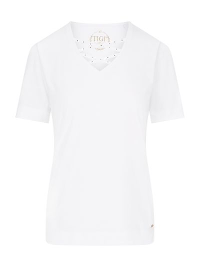 TIGI  White Criss-cross Soft V-neck Top