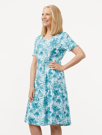 TIGI  Turquoise Leaf Print Dress