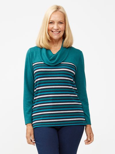 TIGI  Dragonfly Tint Stripe Cowl Neck Top