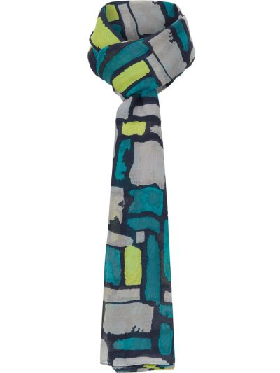 TIGI  Teal Square Abstract Print Scarf