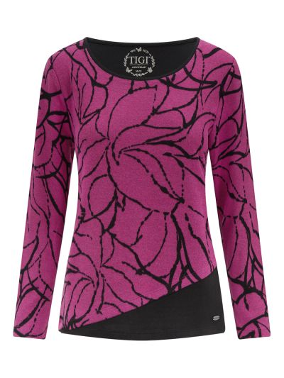 TIGI  Magenta Linear Print Top