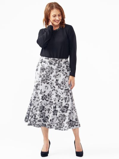 TIGI  Grey Leaf Print Skirt