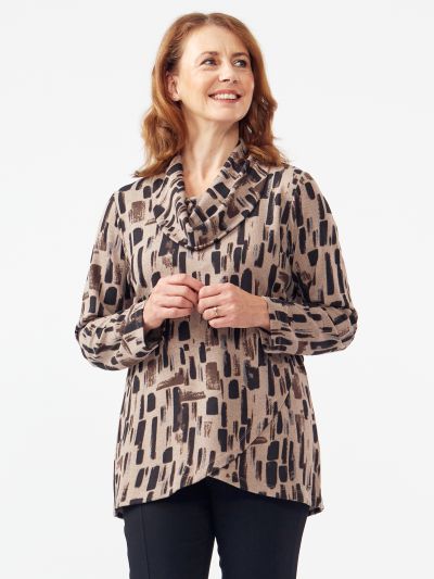 TIGI  Cross Over Chocolate Cowl Neck Tunic