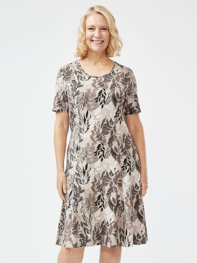 TIGI  Varid Leaf All Over Print Dress