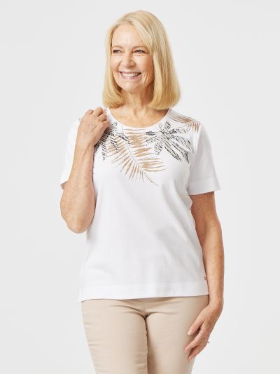 TIGI  Leaf Print Placement Top