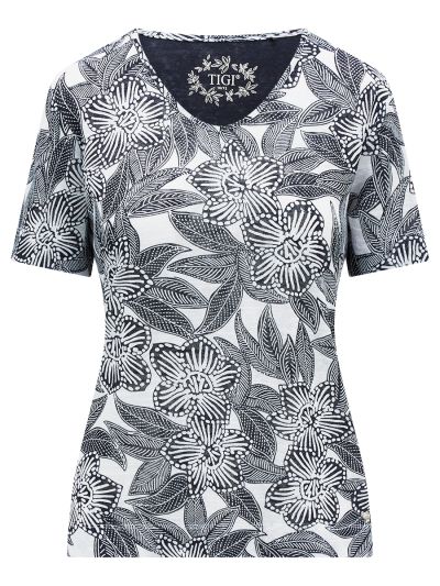 TIGI  Mono All Over Print V Neck Top