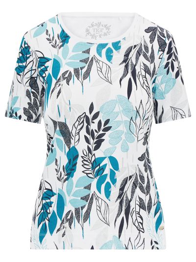 TIGI  Java Leaf All Over Print Short Sleeve Top