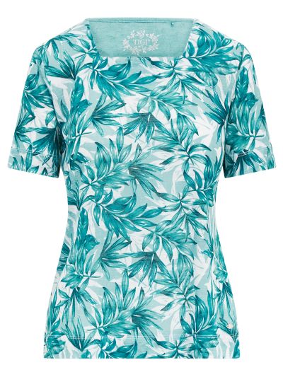 TIGI  Tide Leaf All Over Print Square Neck Top