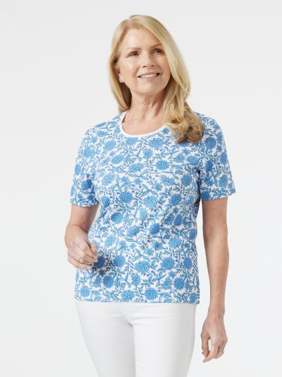 TIGI  Paisley Floral Print Short Sleeve Top