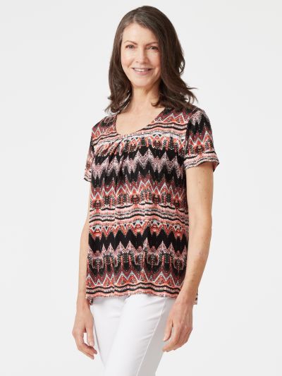 TIGI  Tribal Zig-zag Print Top