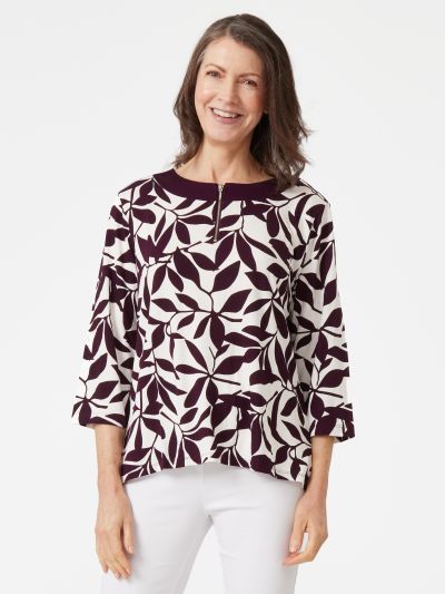 TIGI  Monochrome Leaf Print Top