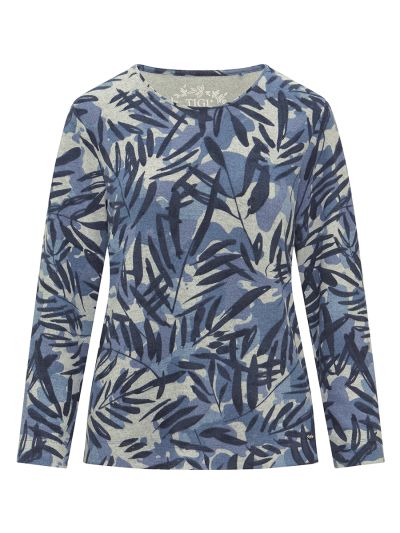 TIGI  Fern Leaf Print Crew Neck Top