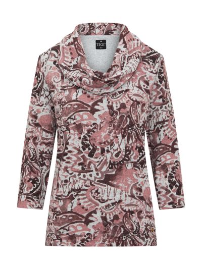 TIGI Painted Paisley All Over Print Cowl Neck Top