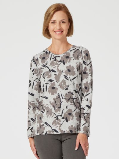 TIGI Tonal Floral Crew Neck Top