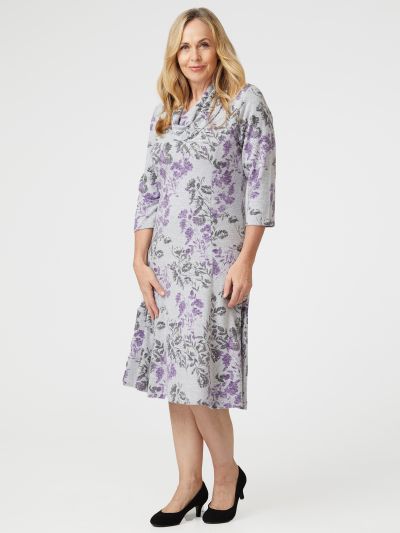 TIGI Floral Print Cowl Dress