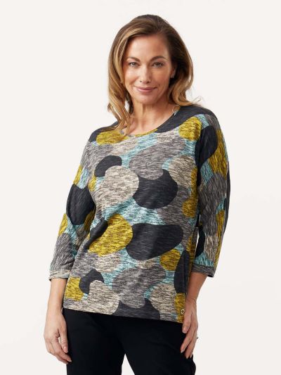 VIZ-A-VIZ  Glazier And Lime Bubble Print Top