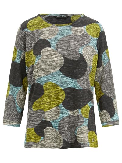 VIZ-A-VIZ  Glazier And Lime Bubble Print Top