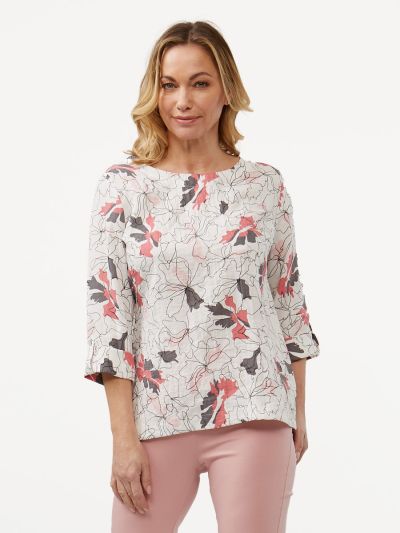 VIZ-A-VIZ  Sweet Pea Linear Print Top