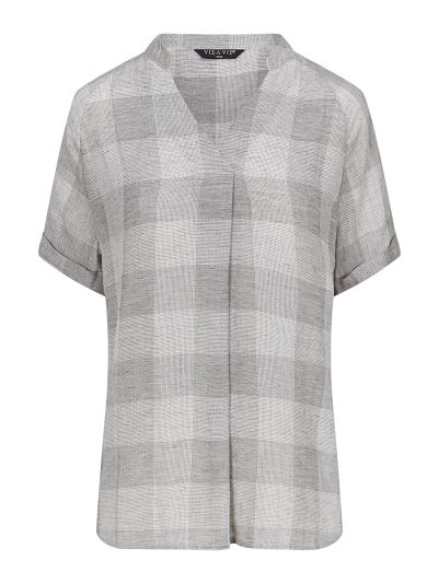 VIZ-A-VIZ  Sage Checked Pleated Top