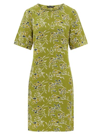 VIZ-A-VIZ  Rose Stencil Olive Dress