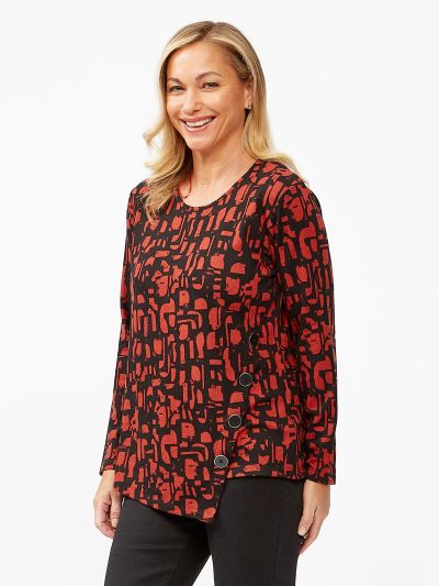 VIZ-A-VIZ  Turmeric Geo Print Top