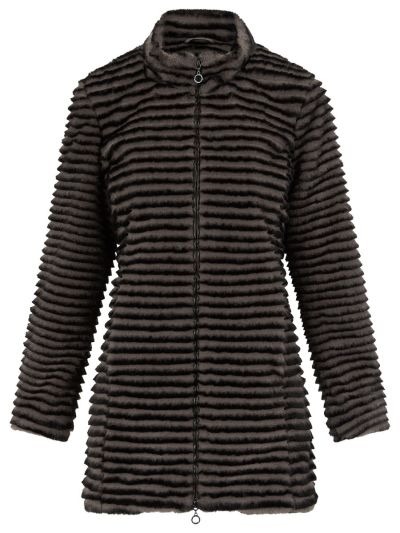 VIZ-A-VIZ  Truffle And Black Faux Fur Coat