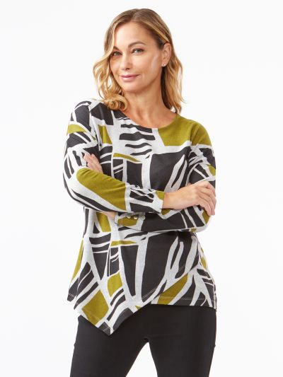 VIZ-A-VIZ  All Over Abstract Print Top