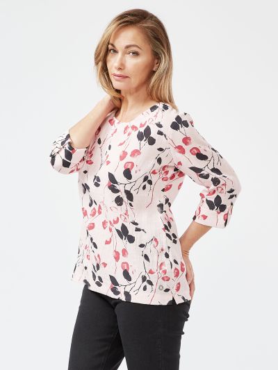 VIZ-A-VIZ  Shadow Leaf All Over Print Top