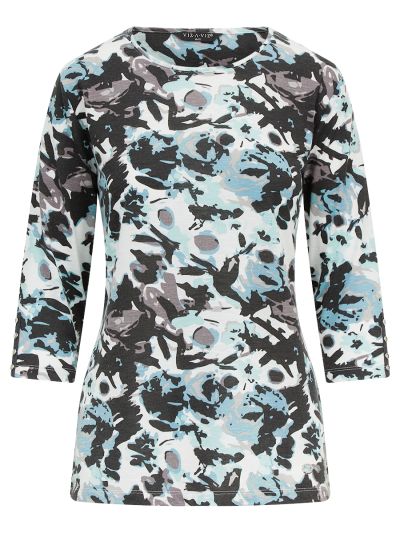 VIZ-A-VIZ  Floral Abstract All Over Print Top