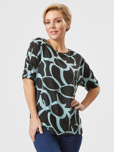 VIZ-A-VIZ   Over Sized Circle Print Top