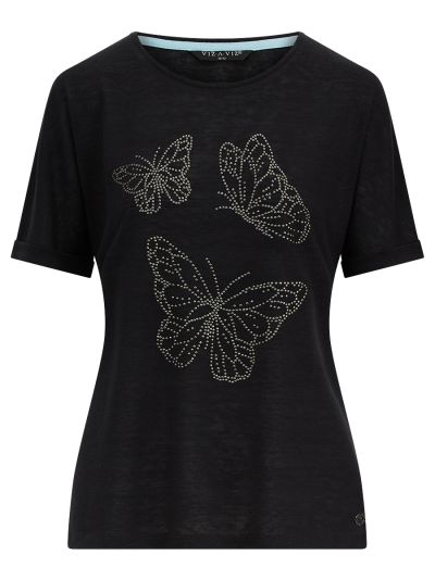 VIZ-A-VIZ  Butterfly Print Placement Top