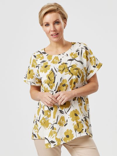 VIZ-A-VIZ  Sunflower All-over Print Top