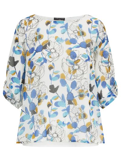 VIZ-A-VIZ  Floral Print Double Layer Top