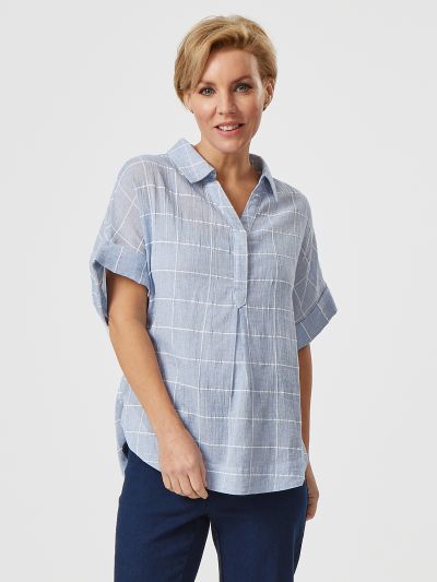 VIZ-A-VIZ  Check Collared Tunic