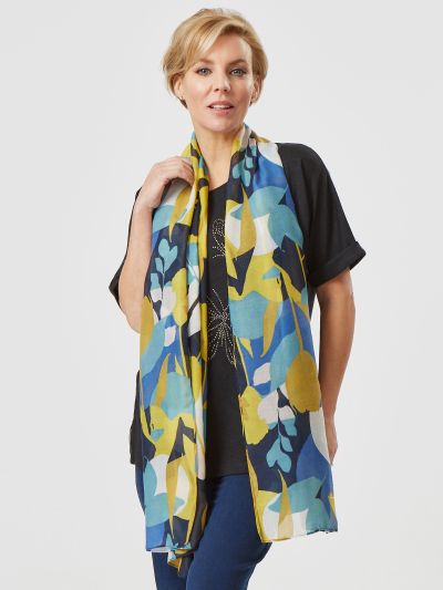 VIZ-A-VIZ  Solid Floral All Over Print Scarf