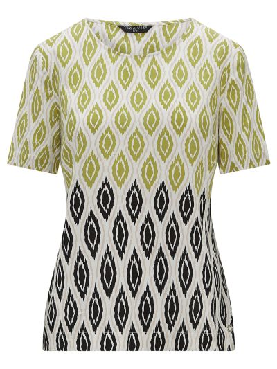 VIZ-A-VIZ  Border Tile Shell Short Sleeve Top