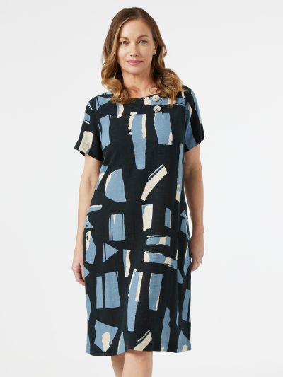 VIZ-A-VIZ  Block Print Dress