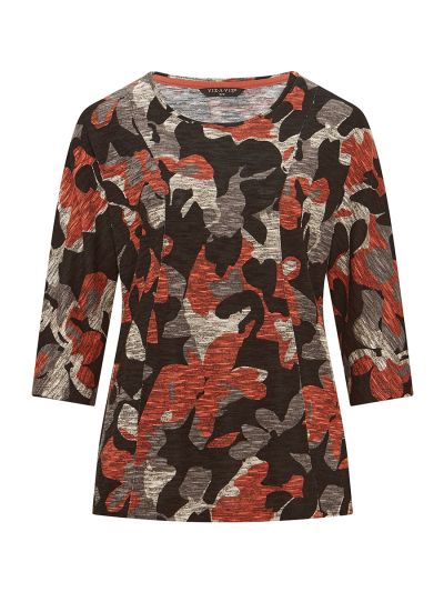 VIZ-A-VIZ  Chevron Panel Floral Print Top