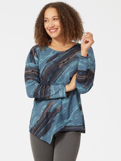 VIZ-A-VIZ Asymmetrical Paint Stripe Top